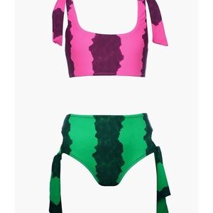 Girls Two-Piece Bikini in Green and Pink